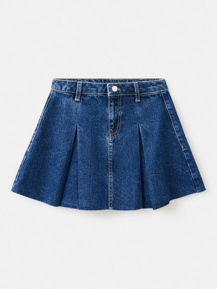 Mango Kids' Mid Rise Pleated Flared Mini Skirt, Blue, Blue