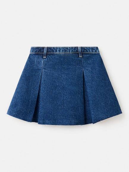 Mango Kids' Mid Rise Pleated Flared Mini Skirt, Blue - view 2, Blue