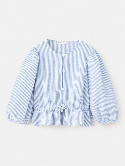 Mango Kids' Camisa Stripe Blouse, Blue, Blue