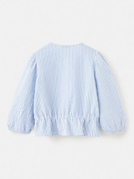 Mango Kids' Camisa Stripe Blouse, Blue - view 2, Blue