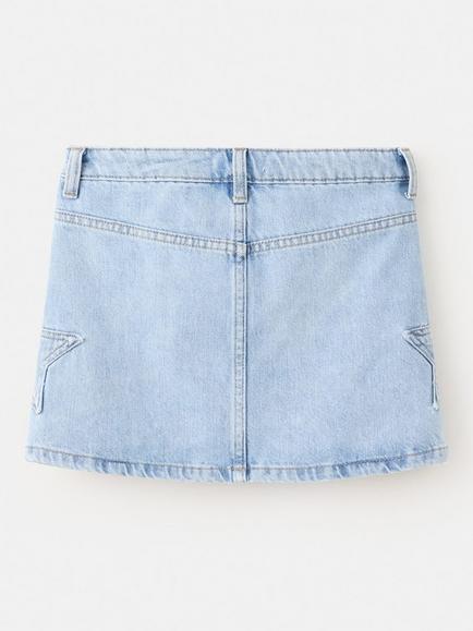 Mango Kids' Mid Rise Denim Mini Skirt, Light Denim - view 2, Light Denim