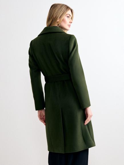 Phase Eight Nicci Belted Wool Rich Overcoat, Dark Green - view 2, Dark Green