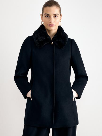 Phase Eight Petite Issy Wool Rich Overcoat, Black, Black