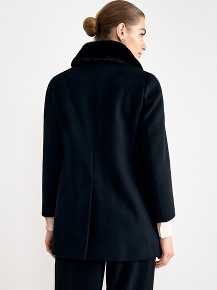 Phase Eight Petite Issy Wool Rich Overcoat, Black - view 2, Black