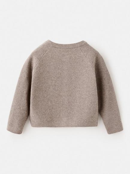 Mango Baby Round Neck Cardigan, Taupe - view 2, Taupe
