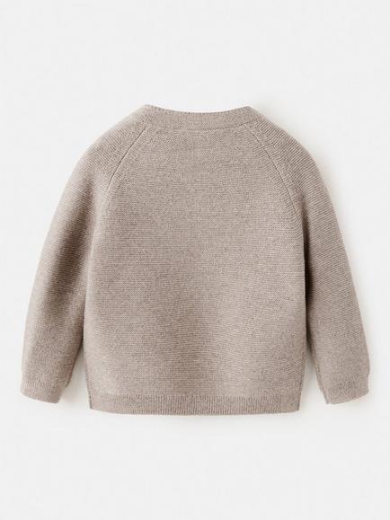 Mango Baby Raglan Button Shoulder Knit Jumper, Taupe - view 2, Taupe