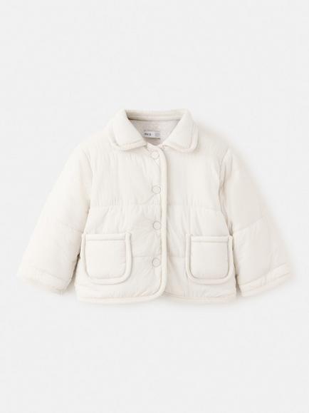 Mango Baby Quilted Oversized Patch Pocket Jacket, Off White, Off White