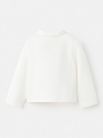 Mango Baby Rounded Collar Relaxed Fit Shirt, Off White - view 2, Off White