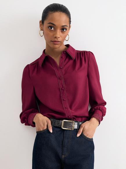 Phase Eight Uma Classic Collar Shirt, Burgundy, Pink