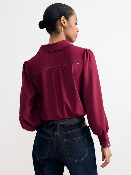 Phase Eight Uma Classic Collar Shirt, Burgundy - view 2, Pink