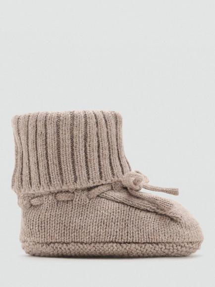 Mango Baby Soft Knit Booties, Taupe, Taupe