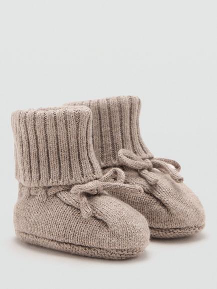 Mango Baby Soft Knit Booties, Taupe - view 2, Taupe