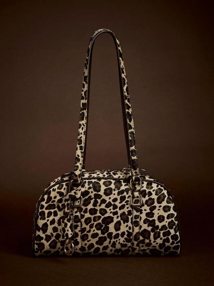 Mint Velvet Otti Leopard Print Textured Leather Shoulder Bag, Brown/Multi - view 2, Brown/Multi