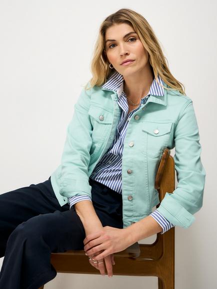 Crew Clothing Denim Western Jacket, Turquoise Blue