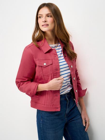 Crew Clothing Denim Western Jacket, Cherry Red