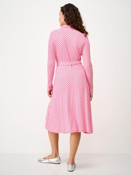 Crew Clothing Emma Jersey Shell Printed Shirt Dress, Raspberry Pink - view 2, Raspberry Pink