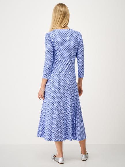 Crew Clothing Flora Shell Printed Twist Front Jersey Dress, Dark Blue - view 2, Dark Blue