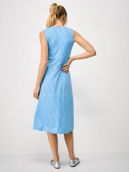 Crew Clothing Alyssa Floral Sleeveless Jersey Dress containing LENZING™ ECOVERO™ Viscose, Bright Blue - view 2, Bright Blue