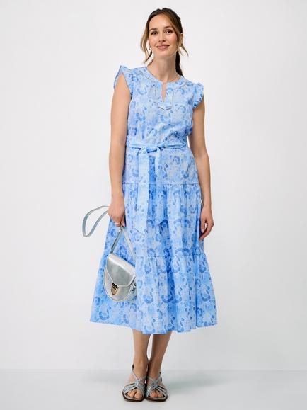 Crew Clothing Stephanie Floral Midi Dress, Light Blue, Light Blue