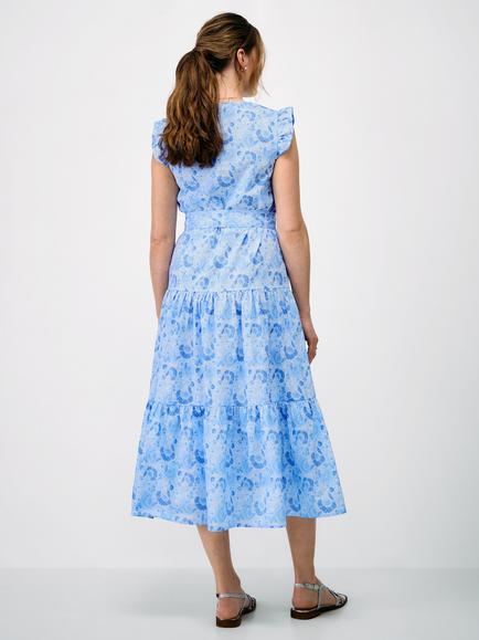 Crew Clothing Stephanie Floral Midi Dress, Light Blue - view 2, Light Blue