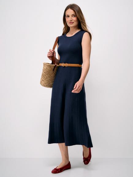Crew Clothing Lou Ribbed Knitted Midi Dress, Navy Blue, Navy Blue