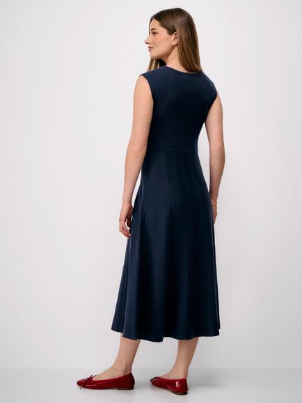 Crew Clothing Lou Ribbed Knitted Midi Dress, Navy Blue - view 2, Navy Blue