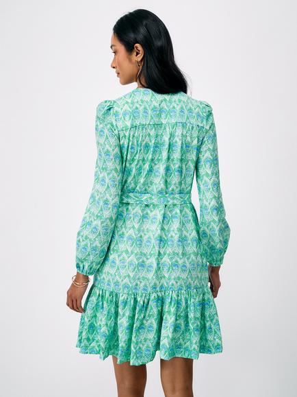 Crew Clothing Breanna Tiered Hem Knee Length Dress, Multi - view 2, Multi