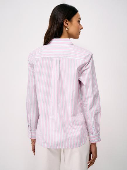 Crew Clothing Striped Relaxed Fit Cotton Poplin Shirt, Pastel Pink - view 2, Pastel Pink