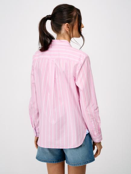 Crew Clothing Striped Relaxed Fit Cotton Poplin Shirt - view 2, Rose Pink