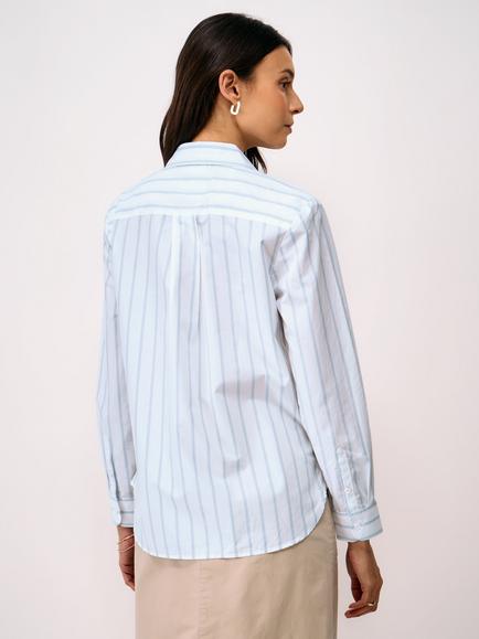 Crew Clothing Striped Relaxed Fit Cotton Poplin Shirt - view 2, Multi White