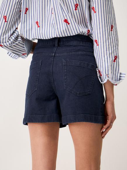 Crew Clothing Front Pocket Denim Shorts, Dark Blue - view 2, Dark Blue