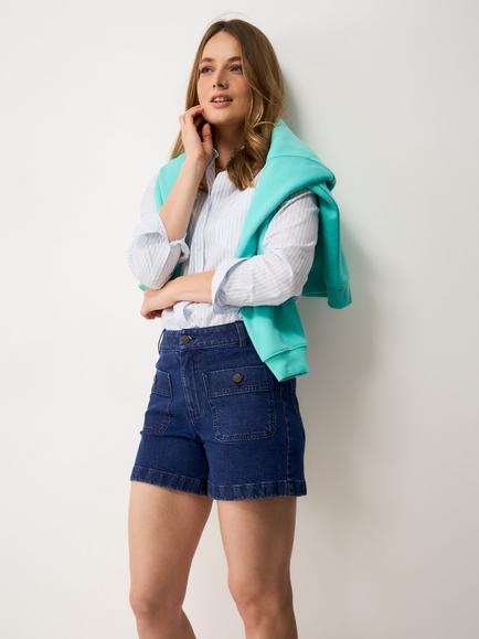 Crew Clothing Front Pocket Denim Shorts, Mid Blue, Mid Blue