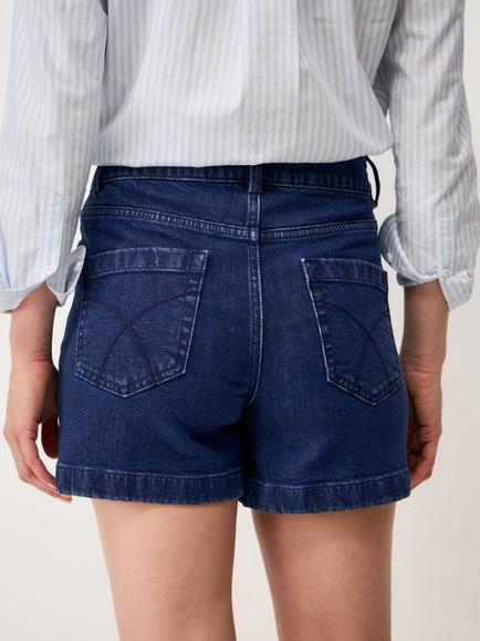 Crew Clothing Front Pocket Denim Shorts, Mid Blue - view 2, Mid Blue