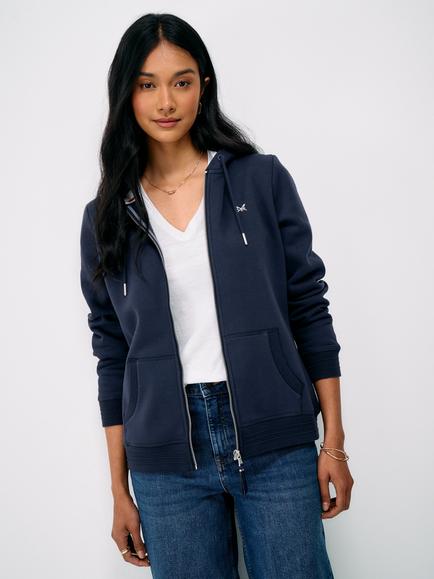 Crew Clothing Heritage Zip Through Hoodie, Navy Blue, Navy Blue