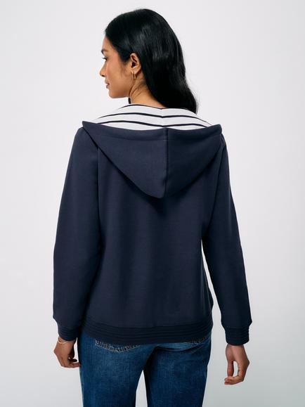 Crew Clothing Heritage Zip Through Hoodie, Navy Blue - view 2, Navy Blue