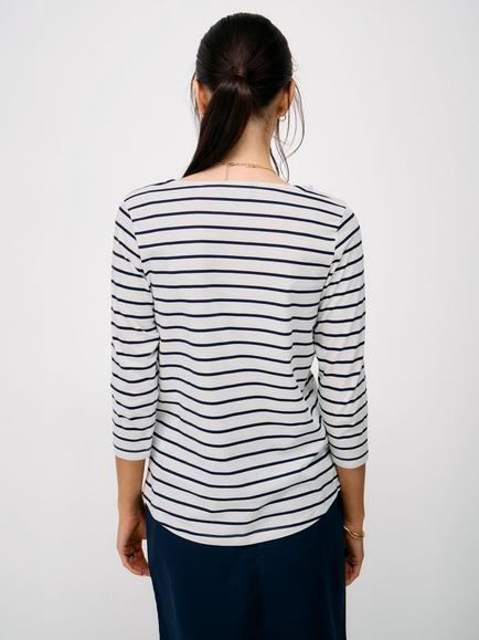 Crew Clothing Embroidered Cotton Breton Stripe Long Sleeve Top, White - view 2, White