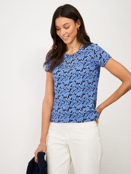 Crew Clothing Livingstone Daisy Floral Print T-Shirt, Light Blue, Light Blue