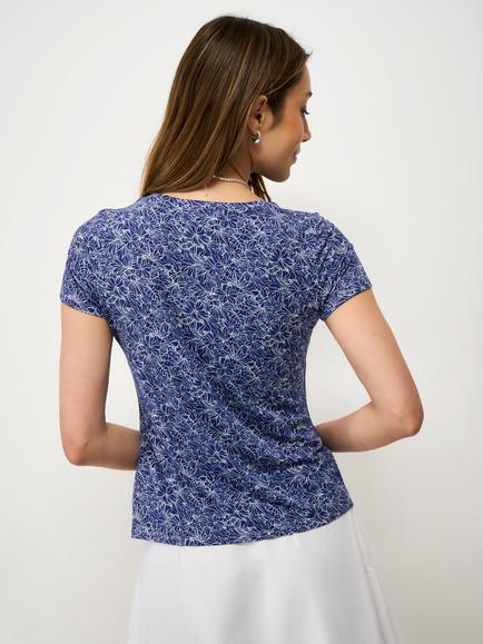 Crew Clothing Hibiscus Floral Print T-Shirt, Midnight Blue - view 2, Midnight Blue