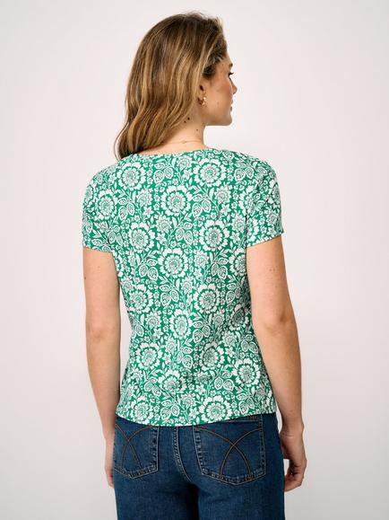 Crew Clothing Botanical Print T-Shirt, Mid Green - view 2, Mid Green