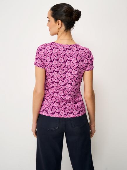 Crew Clothing Livingstone Daisy Floral Print T-Shirt, Bright Pink - view 2, Bright Pink