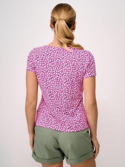 Crew Clothing Geometric Print T-Shirt, Mid Pink - view 2, Mid Pink