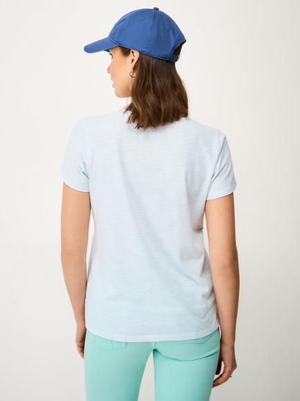 Crew Clothing Striped Embroidered Cotton-Slub Crew T-Shirt, Blue - view 2, Blue