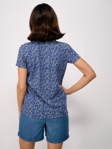 Crew Clothing Shell Print Notch Neck Printed T-Shirt, Blue/White - view 2, Blue/White