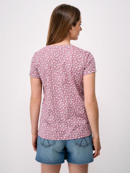 Crew Clothing Floral Notch Neck Printed T-Shirt, Mauve/White - view 2, Mauve/White
