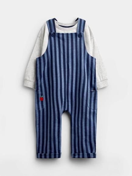 JoJo Maman Bébé Baby Striped Top and Dungarees, Navy Blue, Navy Blue