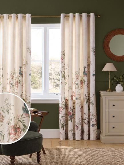 Laura Ashley Attleton Pair Lined Eyelet Curtains - view 2, Sage Green