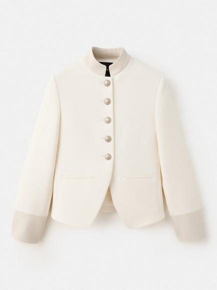 Mango Mandarin Collar Tailored Blazer, Off White, Off White