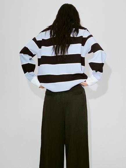 Mango Sculptural Collared Polo Knit Sweatshirt, Sky Blue - view 2, Sky Blue