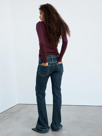 Mango Boat Neck Long Sleeve Top, Red Wine - view 2, Red Wine