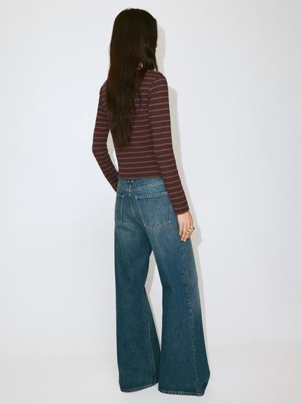 Mango Striped Long Sleeve T-Shirt, Brown - view 2, Brown
